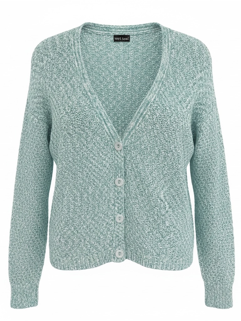 Wet Seal Mint Green V-Neck Button Cardigan Sweater 83% Cotton 17% Acrylicsize Xl